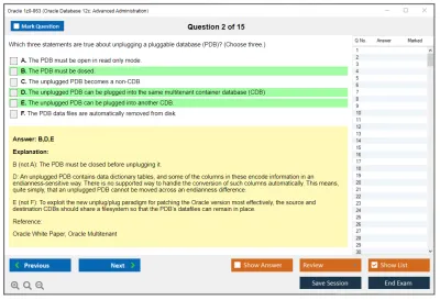 Oracle 1z0-063 Oracle Database 12c: Advanced Administration Practice test exam simulator test engine exam Prep practice test questions answers Image 2