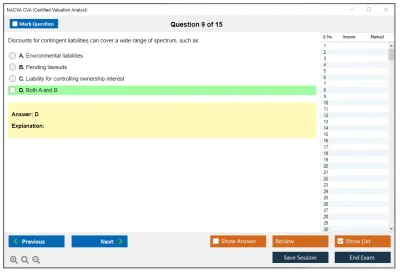 NACVA CVA Certified Valuation Analyst Practice test exam simulator test engine exam Prep practice test questions answers Image 9