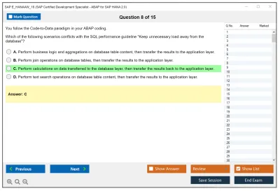 SAP E_HANAAW_16 SAP Certified Development Specialist - ABAP for SAP HANA 2.0 Practice test exam simulator test engine exam Prep practice test questions answers Image 8