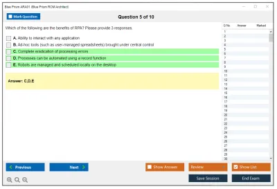 Blue Prism ARA01 Blue Prism Accredited ROM Architect Exam Practice test exam simulator test engine exam Prep practice test questions answers Image 5