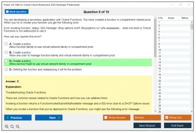 Oracle 1z0-1084-22 Oracle Cloud Infrastructure 2022 Developer Professional Practice test exam simulator test engine exam Prep practice test questions answers Image 9