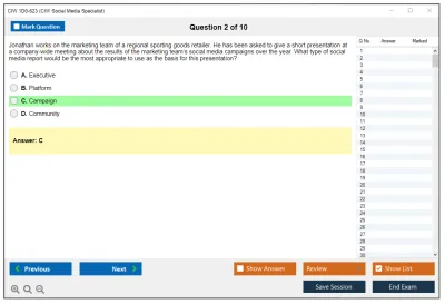 CIW 1D0-623 Social Media Strategist Practice test exam simulator test engine exam Prep practice test questions answers Image 2
