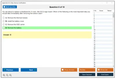 Apple 9L0-012 Mac Service Certification Practice test exam simulator test engine exam Prep practice test questions answers Image 6