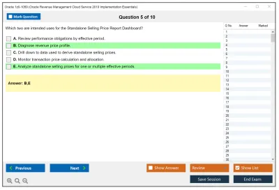 Oracle 1z0-1059 Oracle Revenue Management Cloud Service 2019 Implementation Essentials Practice test exam simulator test engine exam Prep practice test questions answers Image 5