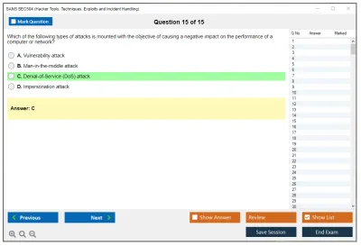 SANS SEC504 Hacker Tools, Techniques, Exploits and Incident Handling Practice test exam simulator test engine exam Prep practice test questions answers Image 15