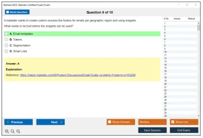 Marketo MCE Marketo Certified Expert Exam Practice test exam simulator test engine exam Prep practice test questions answers Image 9