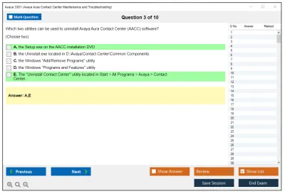 Avaya 3301 Avaya Aura Contact Center Maintenance and Troubleshooting Practice test exam simulator test engine exam Prep practice test questions answers Image 3