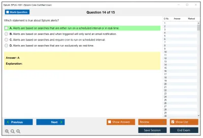 Splunk SPLK-1001 Splunk Core Certified User Practice test exam simulator test engine exam Prep practice test questions answers Image 14