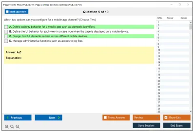 Pegasystems PEGAPCBA87V1 Pega Certified Business Architect (PCBA) 87V1 Practice test exam simulator test engine exam Prep practice test questions answers Image 5
