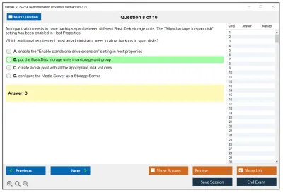 Veritas VCS-274 Administration of Veritas NetBackup 7.7 Practice test exam simulator test engine exam Prep practice test questions answers Image 8
