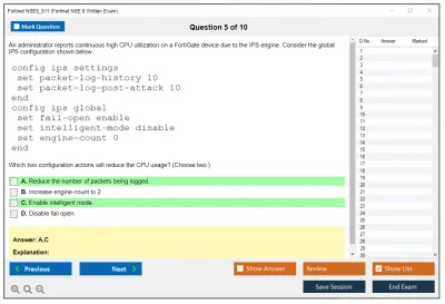Fortinet NSE8_811 Fortinet NSE 8 Written Exam Practice test exam simulator test engine exam Prep practice test questions answers Image 5
