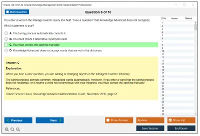 Oracle 1z0-1037-22 Oracle Knowledge Management 2022 Implementation Professional Practice test exam simulator test engine exam Prep practice test questions answers Image 8