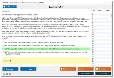 IAPP CIPP-E Certified Information Privacy Professional/Europe (CIPP/E) Practice test exam simulator test engine exam Prep practice test questions answers Image 3