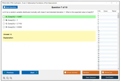 PRMIA 8002 PRM Certification - Exam II: Mathematical Foundations of Risk Measurement Practice test exam simulator test engine exam Prep practice test questions answers Image 7