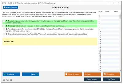 SAP C_HCMOD_03 SAP Certified Application Associate - SAP HANA Cloud Modeling Practice test exam simulator test engine exam Prep practice test questions answers Image 3