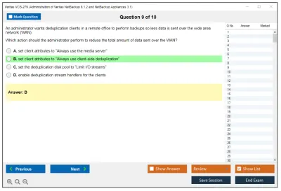 Veritas VCS-279 Administration of Veritas NetBackup 8.1.2 and NetBackup Appliances 3.1.2 Practice test exam simulator test engine exam Prep practice test questions answers Image 9