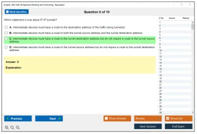 Juniper JN0-348 Enterprise Routing and Switching, Specialist Practice test exam simulator test engine exam Prep practice test questions answers Image 6