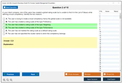 Oracle 1z0-548 Oracle E-Business Suite R12 Human Capital Management Essentials Practice test exam simulator test engine exam Prep practice test questions answers Image 2