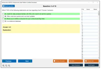 Hortonworks HDPCD Hortonworks Data Platform Certified Developer Practice test exam simulator test engine exam Prep practice test questions answers Image 3