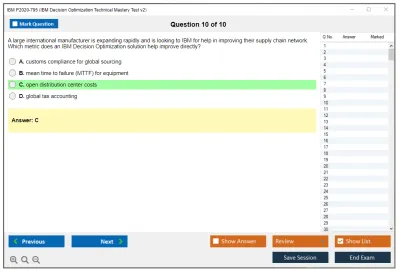IBM P2020-795 IBM Decision Optimization Technical Mastery Test v2 Practice test exam simulator test engine exam Prep practice test questions answers Image 10