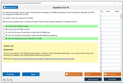 Microsoft 70-745 Implementing a Software-Defined Datacenter Practice test exam simulator test engine exam Prep practice test questions answers Image 5