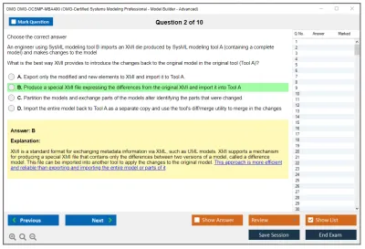 OMG OMG-OCSMP-MBA400 OMG-Certified Systems Modeling Professional - Model Builder – Advanced Practice test exam simulator test engine exam Prep practice test questions answers Image 2