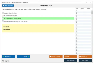 APICS CPIM-ECO Execution and Control of Operations Practice test exam simulator test engine exam Prep practice test questions answers Image 9