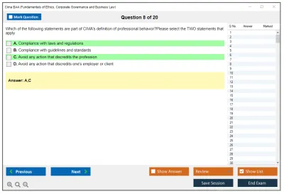 Cima BA4 Fundamentals of Ethics, Corporate Governance and Business Law Practice test exam simulator test engine exam Prep practice test questions answers Image 8