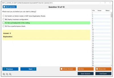 SAP C_C4H460_04 SAP Certified Development AssociateSAP Cloud for Customer 2011 Practice test exam simulator test engine exam Prep practice test questions answers Image 10