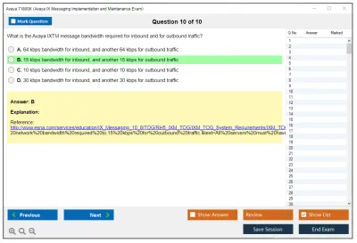 Avaya 71800X Avaya IX Messaging Implementation and Maintenance Exam Practice test exam simulator test engine exam Prep practice test questions answers Image 10