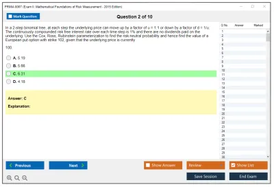 PRMIA 8007 Exam II: Mathematical Foundations of Risk Measurement - 2015 Edition Practice test exam simulator test engine exam Prep practice test questions answers Image 2