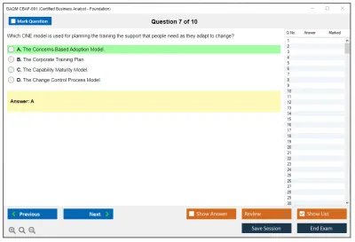 GAQM CBAF-001 Certified Business Analyst - Foundation Practice test exam simulator test engine exam Prep practice test questions answers Image 7