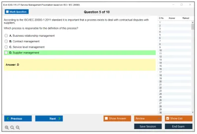 Exin EX0-115 IT Service Management Foundation based on ISO / IEC 20000 Practice test exam simulator test engine exam Prep practice test questions answers Image 5