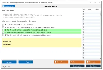 Cisco 350-401 Implementing Cisco Enterprise Network Core Technologies (350-401 ENCOR) Practice test exam simulator test engine exam Prep practice test questions answers Image 4