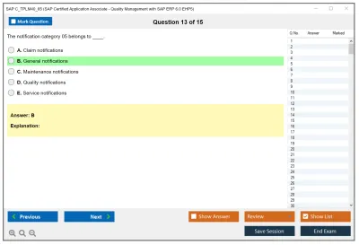 SAP C_TPLM40_65 SAP Certified Associate - Quality Management with SAP ERP 6.0 EHP5 Practice test exam simulator test engine exam Prep practice test questions answers Image 13