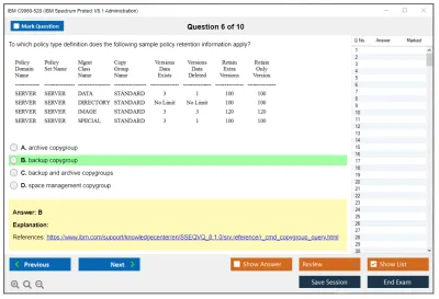IBM C9060-528 IBM Spectrum Protect V8.1 Administration Practice test exam simulator test engine exam Prep practice test questions answers Image 6