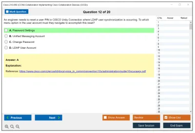 Cisco 210-060 CCNA Collaboration Implementing Cisco Collaboration Devices (CICD) Practice test exam simulator test engine exam Prep practice test questions answers Image 12