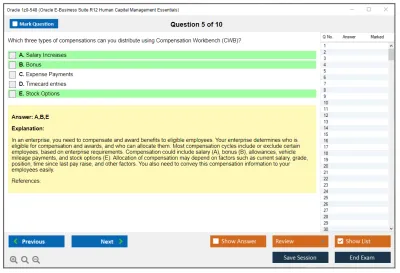 Oracle 1z0-548 Oracle E-Business Suite R12 Human Capital Management Essentials Practice test exam simulator test engine exam Prep practice test questions answers Image 5