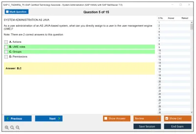 SAP C_TADM55a_75 SAP Certified Technology Associate - System Administration (SAP HANA) with SAP NetWeaver 7.5 Practice test exam simulator test engine exam Prep practice test questions answers Image 5
