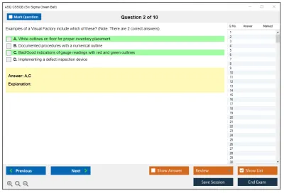 ASQ CSSGB Six Sigma Green Belt Practice test exam simulator test engine exam Prep practice test questions answers Image 2