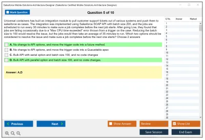 Salesforce Mobile-Solutions-Architecture-Designer Salesforce Certified Mobile Solutions Architecture Designer Practice test exam simulator test engine exam Prep practice test questions answers Image 5