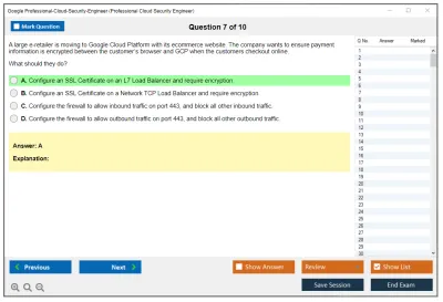 Google Professional-Cloud-Security-Engineer Google Cloud Certified - Professional Cloud Security Engineer Practice test exam simulator test engine exam Prep practice test questions answers Image 7