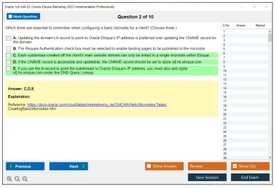 Oracle 1z0-340-22 Oracle Eloqua Marketing 2022 Implementation Professional Practice test exam simulator test engine exam Prep practice test questions answers Image 2