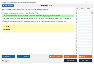WorldatWork C3E Quantitative Principles in Compensation Management Practice test exam simulator test engine exam Prep practice test questions answers Image 9