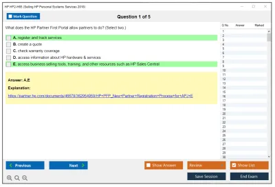 HP HP2-H65 Selling HP Personal Systems Services 2018 Practice test exam simulator test engine exam Prep practice test questions answers Image 1
