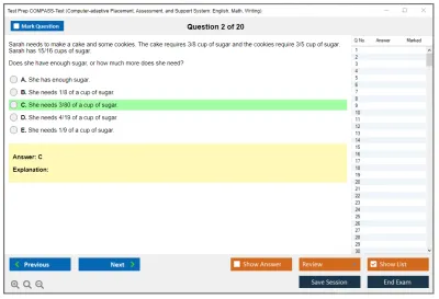 Test Prep COMPASS-Test Computer-adaptive Placement, Assessment, and Support System: English, Math, Writing Practice test exam simulator test engine exam Prep practice test questions answers Image 2