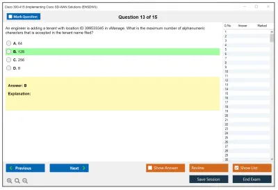 Cisco 300-415 Implementing Cisco SD-WAN Solutions (300-415 ENSDWI) Practice test exam simulator test engine exam Prep practice test questions answers Image 13