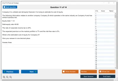 Cima F3 Financial Strategy Practice test exam simulator test engine exam Prep practice test questions answers Image 11
