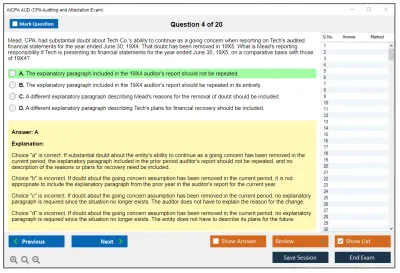 AICPA AUD CPA Auditing and Attestation Exam Practice test exam simulator test engine exam Prep practice test questions answers Image 4