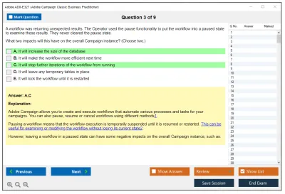 Adobe AD0-E327 Adobe Campaign Classic Business Practitioner - Certified Expert Practice test exam simulator test engine exam Prep practice test questions answers Image 3